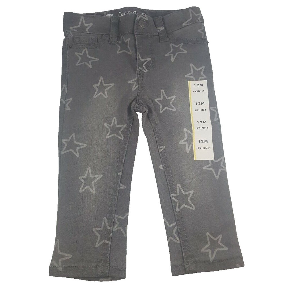 Cat & Jack Toddler Girls Stars Gray Denim Skinny Jeans Pants 12M